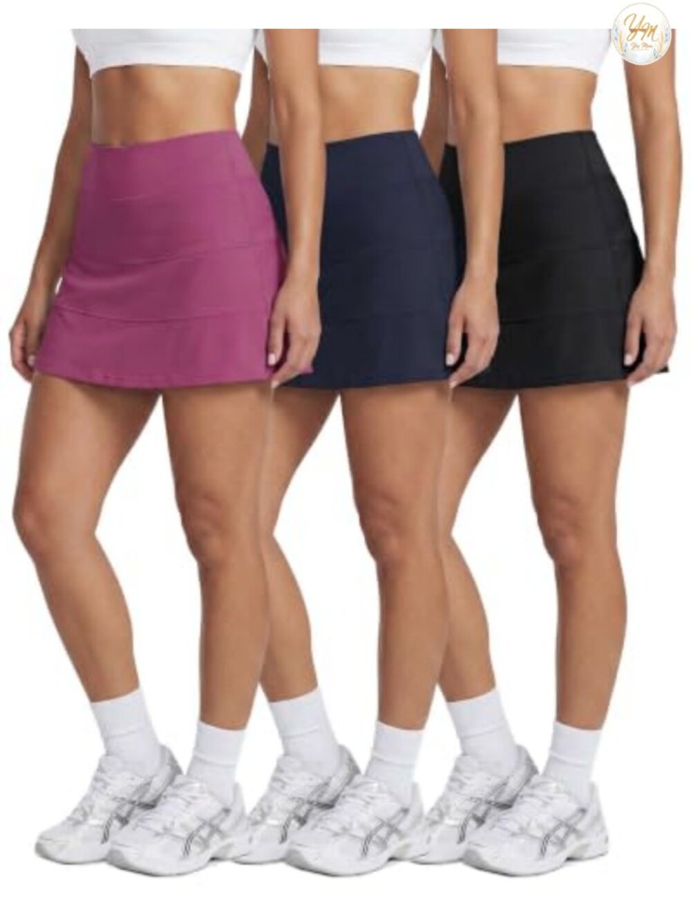 3-Pack Tiered Athletic Skorts High Waisted Tennis Golf Skirts with Pockets